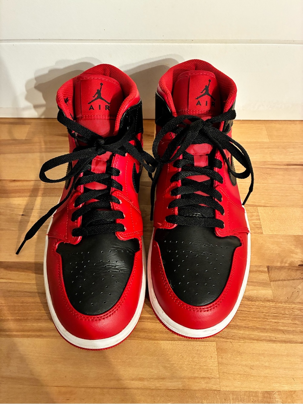 Jordan High-Top Sneakers in Red and Black